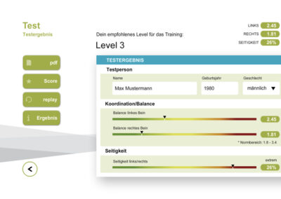 Testergebnis in der Bodyteamwork App